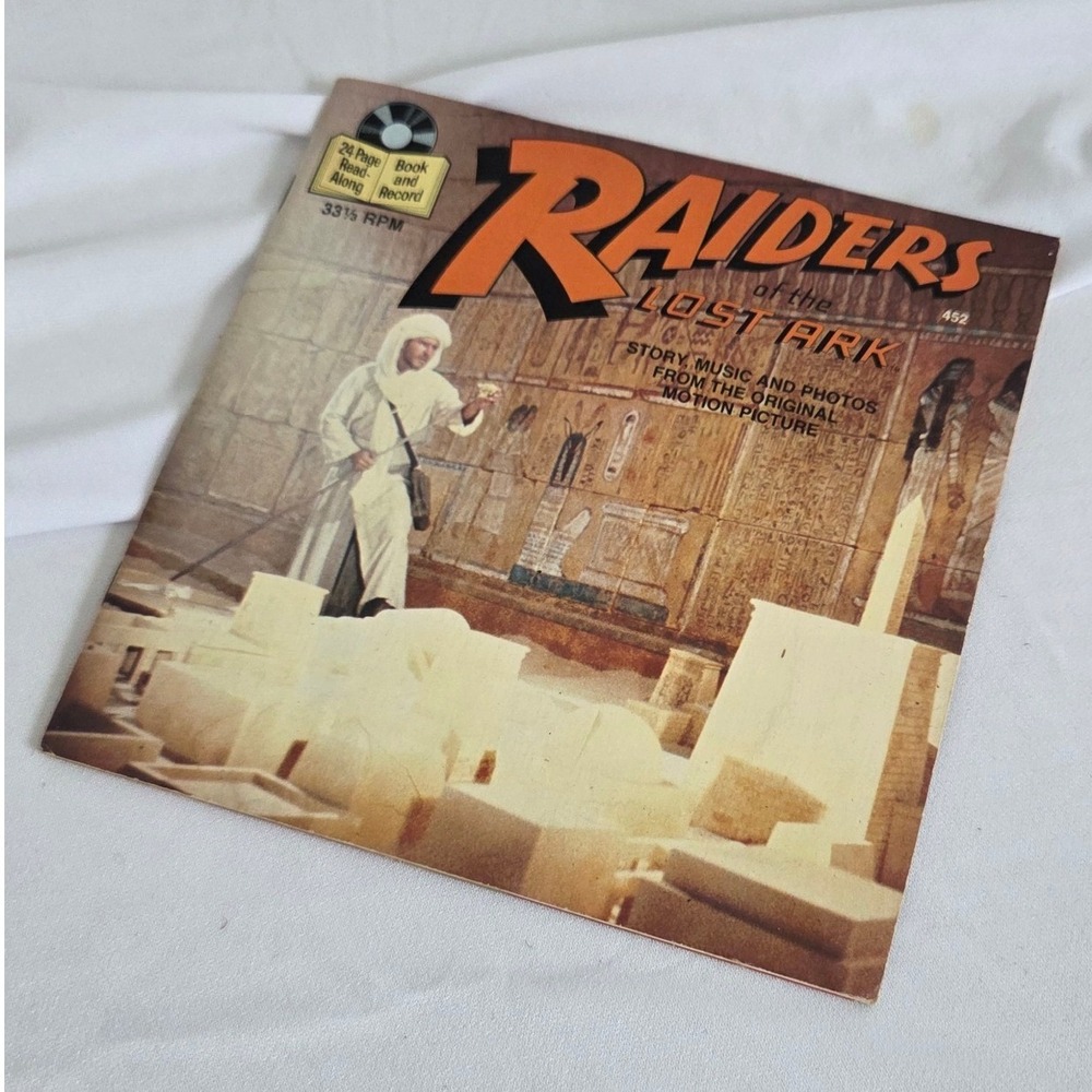 Vintage 1981 Raiders of the Lost Ark Read-Along Book and LP Record 33 1/3 RPM